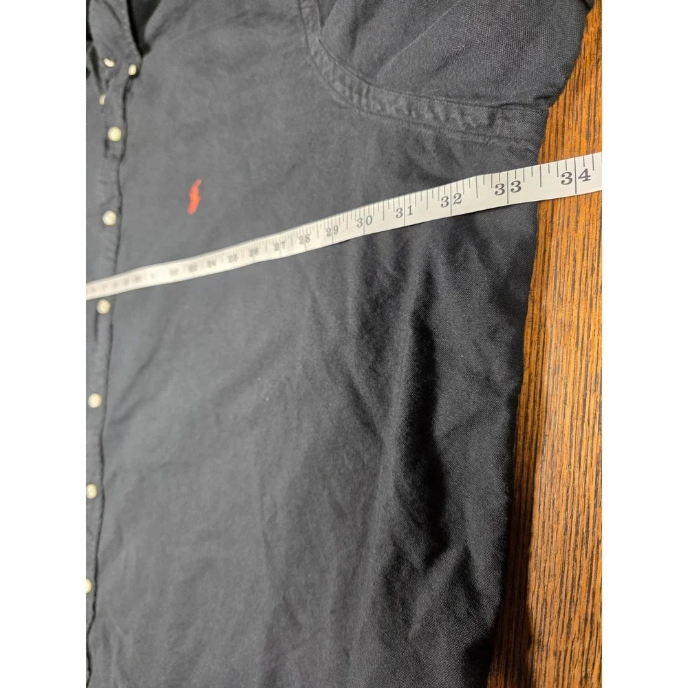 Polo Ralph Lauren Mens 4XB Black Cotton Long Sleeve Button Down Shirt Red Pony